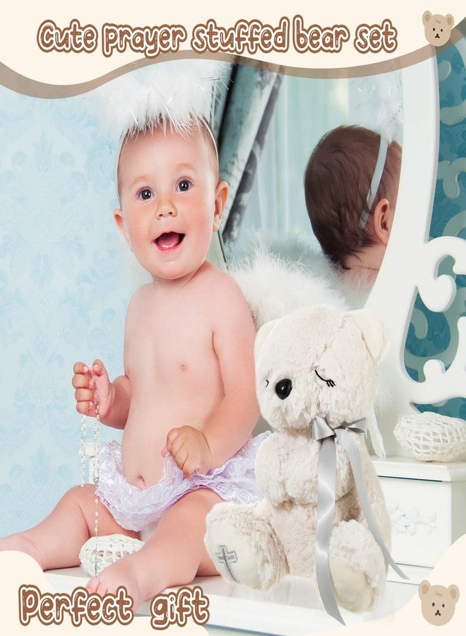 MiniInflat Blessed Plush Bear 10 Inches with Rosary Set Dedication and Baptism Gifts for Girl Boy First Communion Catholic Christening Gifts for Girls Plush Toy Praying Plush Animal, Bear - Image 5